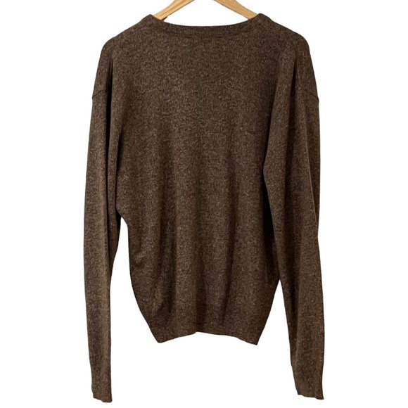 Jantzen USA Made Brown V-Neck Sweater L Long Sleeve Pullover Vintage Knit Top - Picture 3 of 9